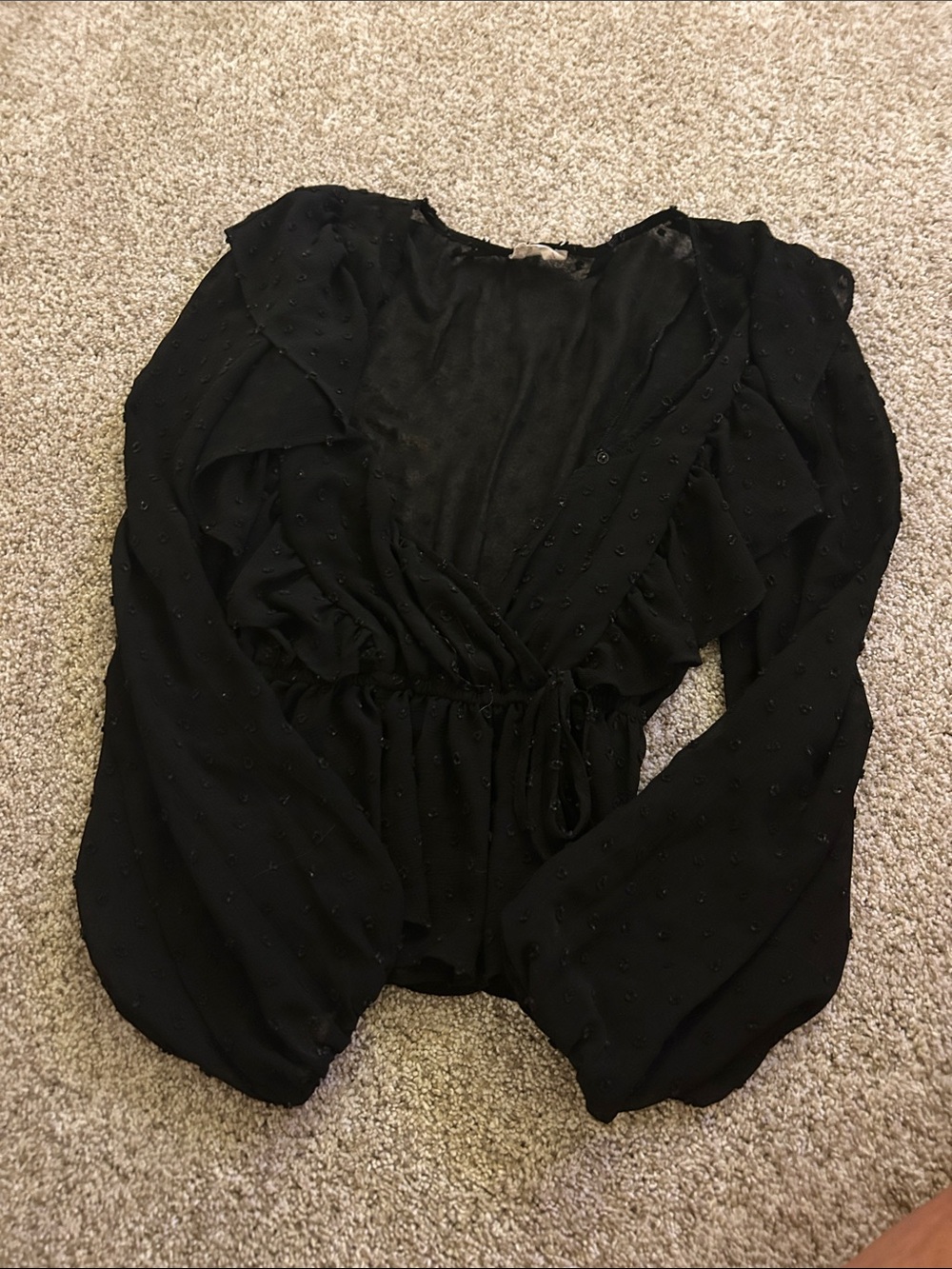 SO Black Ruffled Wrap Blouse